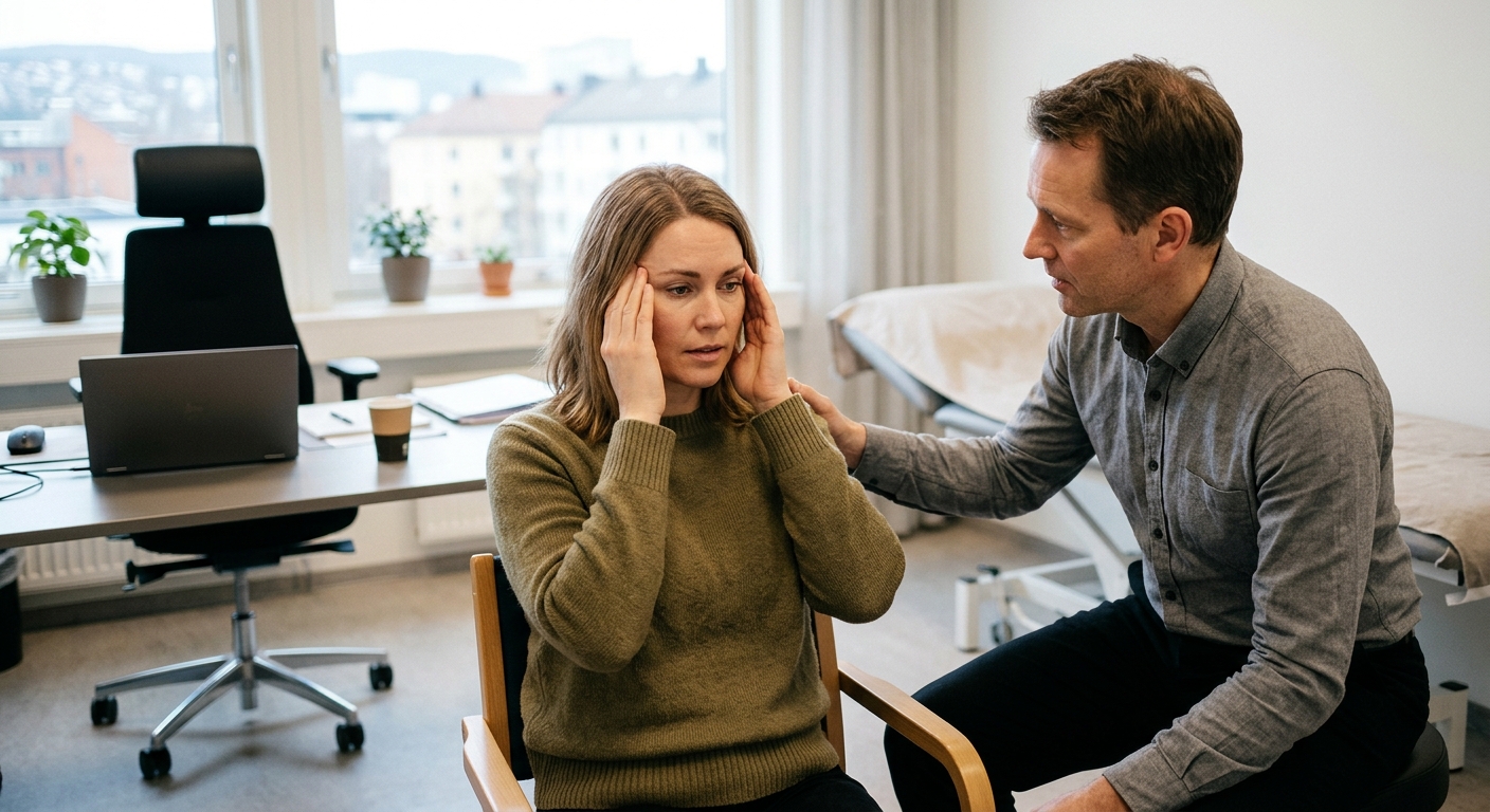 Person med hånden mot pannen