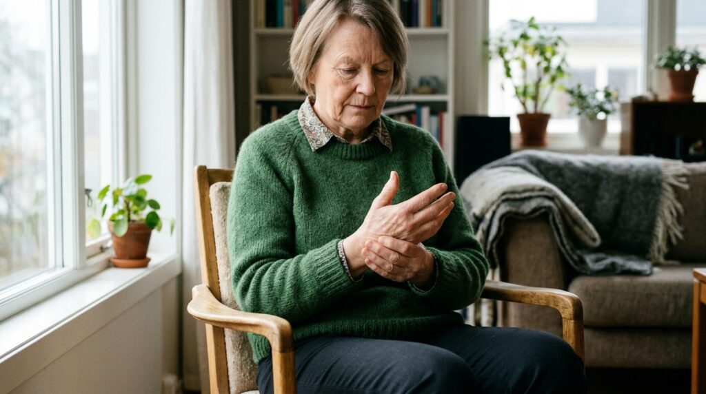 Person som kjenner smerte i håndledd under bevegelse, konsultasjon om betennelse i håndledd i hverdagen