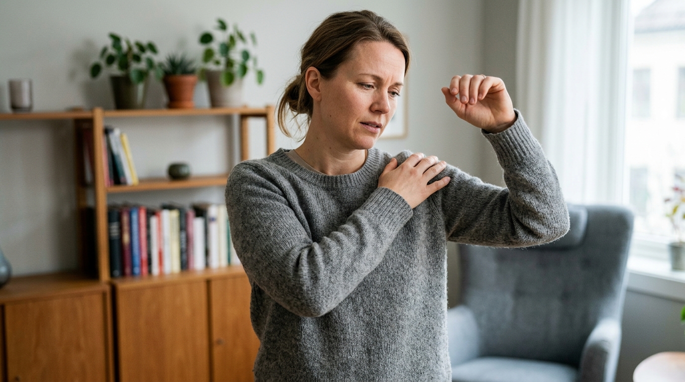 Person som løfter en smertefull arm