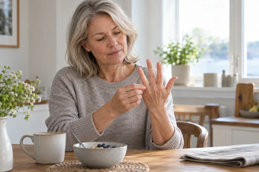 Person beveger en stiv ringfinger